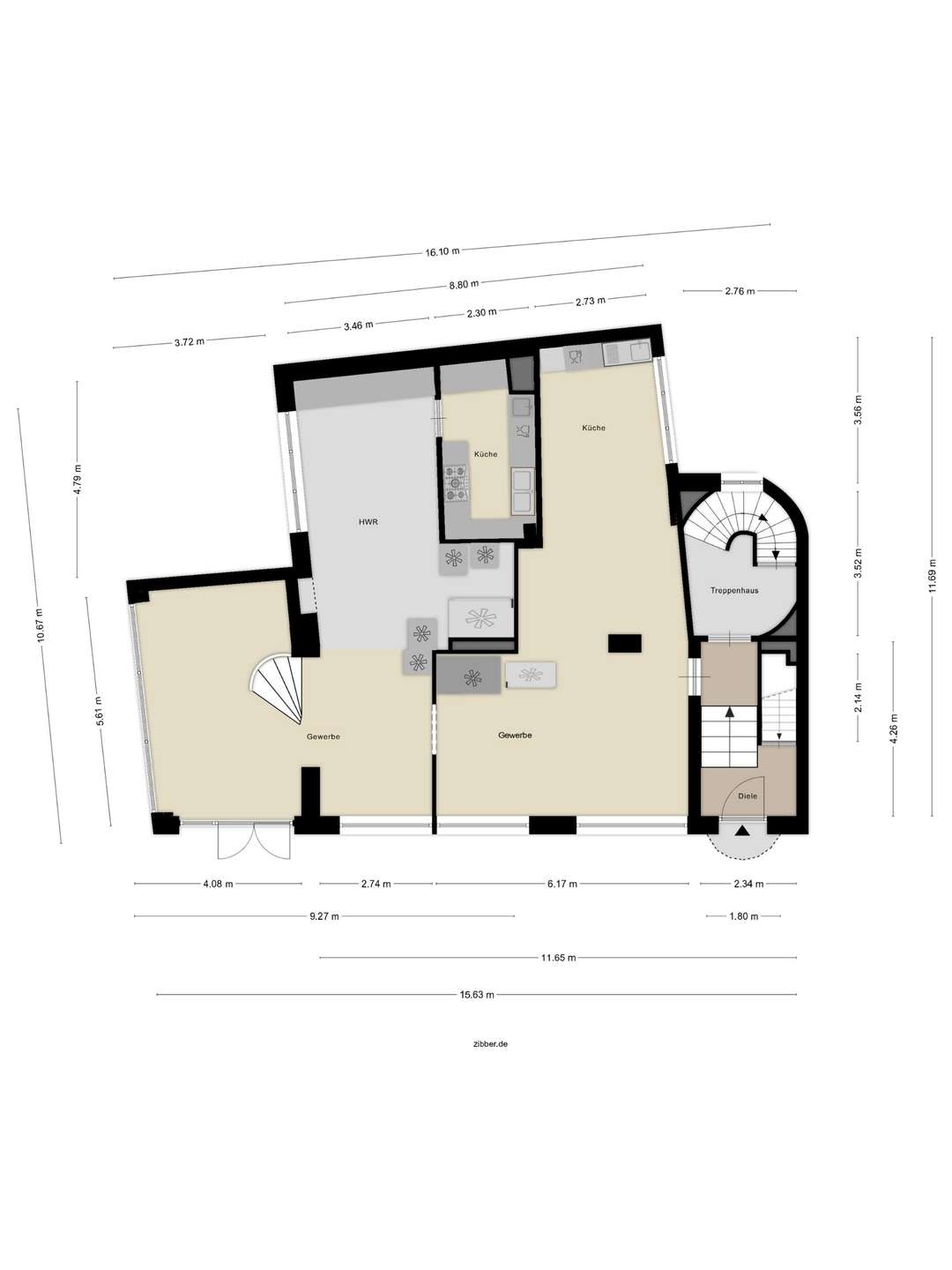 Grundriss EG bemasst